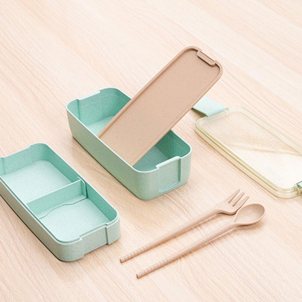 Doppelschichtige Bento-Box Mahlzeitvorbereitungsbehälter Auslaufsichere Lunchbox Studenten Lunchbehälter Mikrowellen- & Spülmaschinenfest