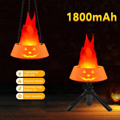 Lámpara de Calabaza con Luz de Llama LED para Halloween con Soporte de Trípode para Halloween