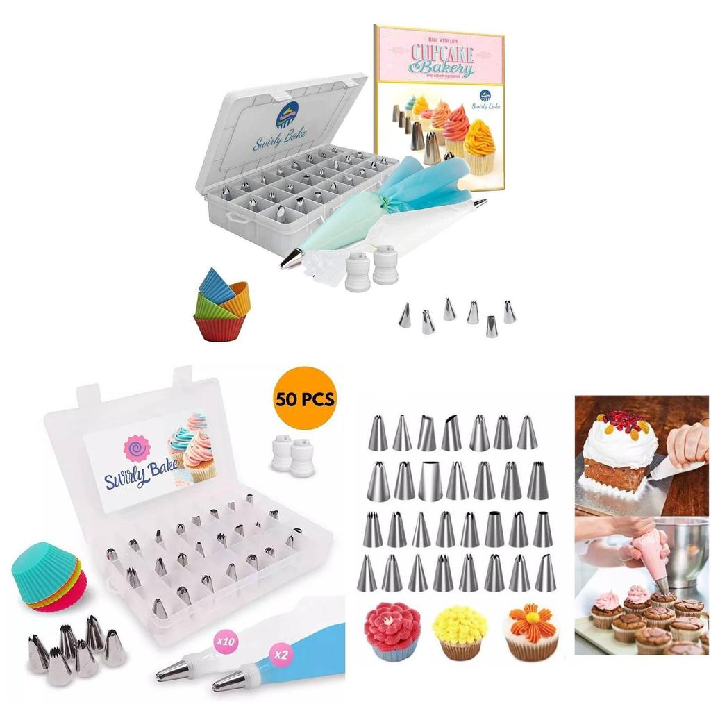 Versatile 50-piece Russian Piping Tips Set With Reusable Baking Accessories For Cakes