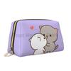 Peach and Goma Mochi Cat Love Makeup Bag Leather Women Travel Toiletry Pouch Cosmetic Bags Portable Multifunctional Storage Bag