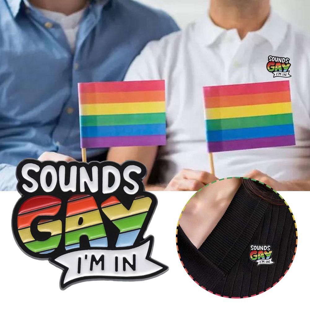 Custom Rainbow Quotations Enamel Pin Rainbow SOUNDS IN Gift GAY Lapel Badges I'M Rainbow Pin En A0X5