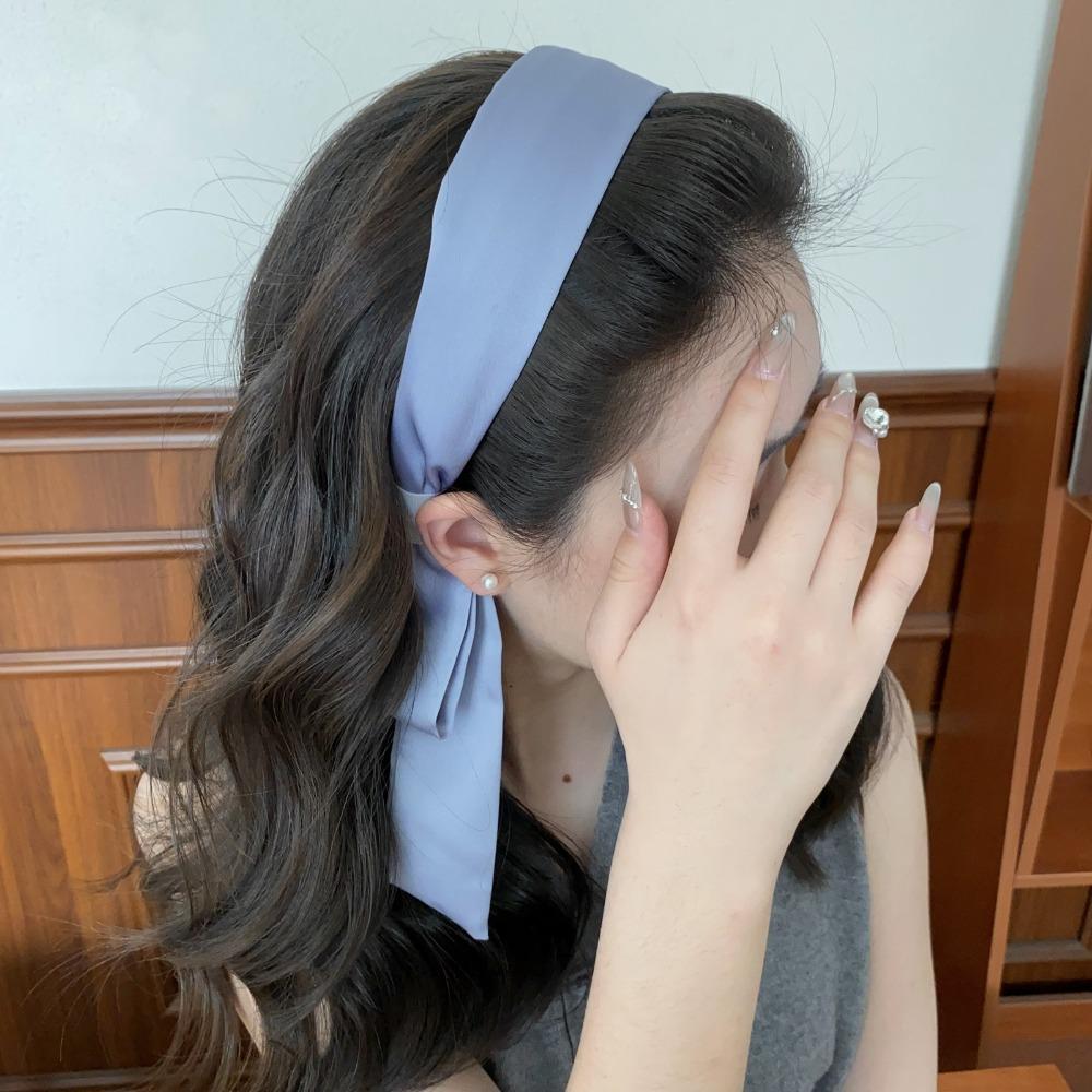 Solid Color Ribbon Hair Band Bow Hair Hoop Elegant Bow Headband Girls