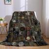 Sun & Moon Tile Flannel Blanket Warm Soft Halloween Christmas Couch Warm Cozy Decorative Decor Gift For All Season