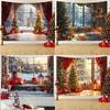 1pc Christmas Tapestry, Snow Background Banner Outside the Christmas Tree Window, Christmas Fireplace Tapestry