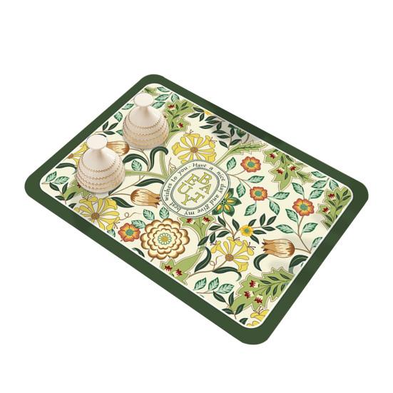 Kuchyňská protiskluzová odkapávací podložka Velká kapacita absorpce vody Oboustranně omyvatelná Květinový potisk Protiskluzová