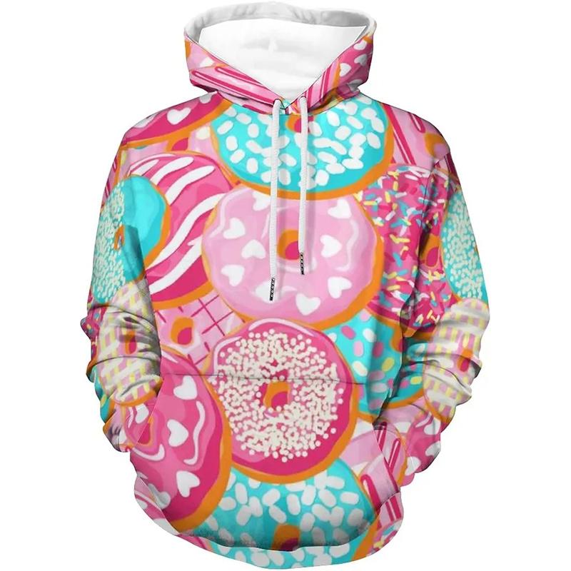 2024 Fashion New Autumn Donut 3D Printed Hooded Sweatshirt men's Casual Loose Fitting Pullover Sportswear Sweatshirt For Men