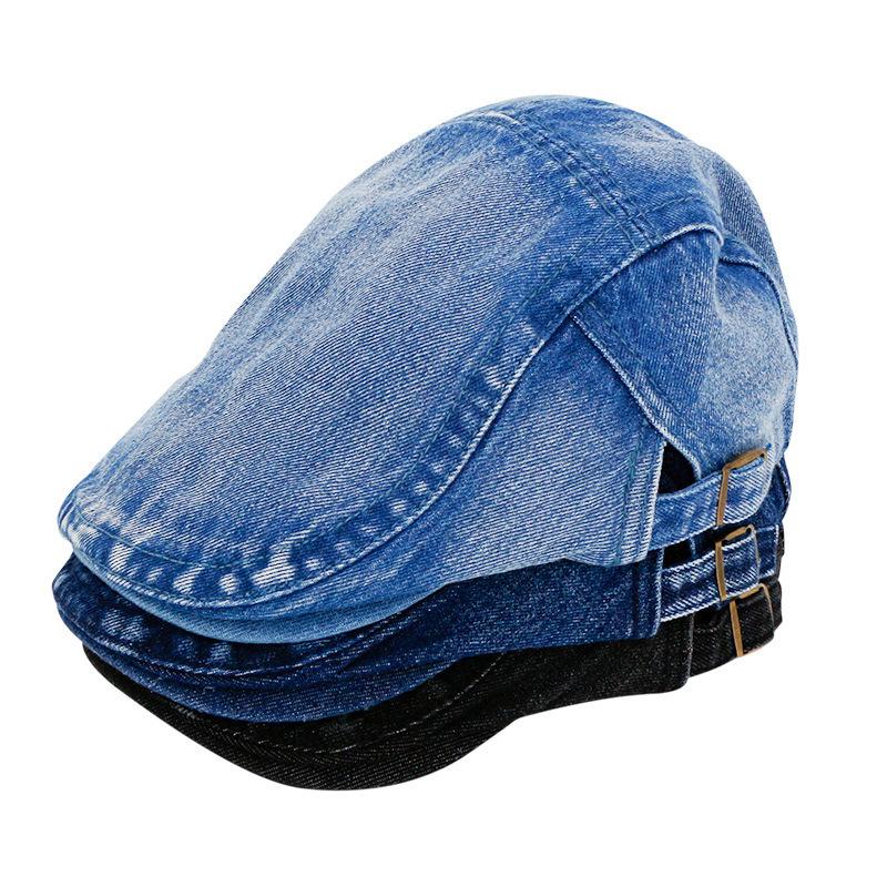 Washed Denim Beret Pure Cotton Light Plate Baseball Hat Women Fashion Sun Shading Front Hat