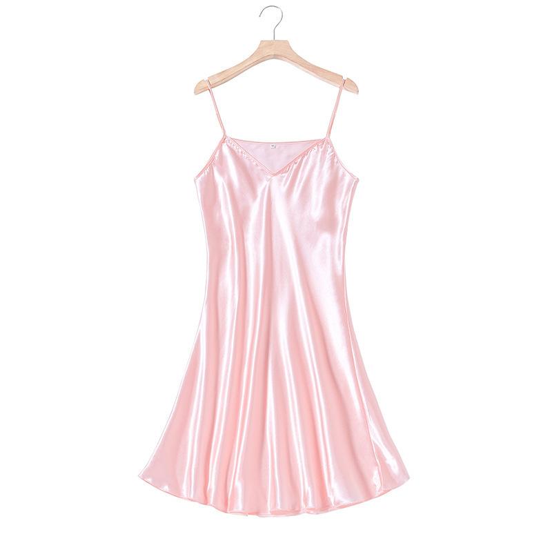 Spring and Autumn Ice Silk Pajamas Women's Summer Thin Sexy Pajamas Loose Simulation Silk Suspender Vest Skirt