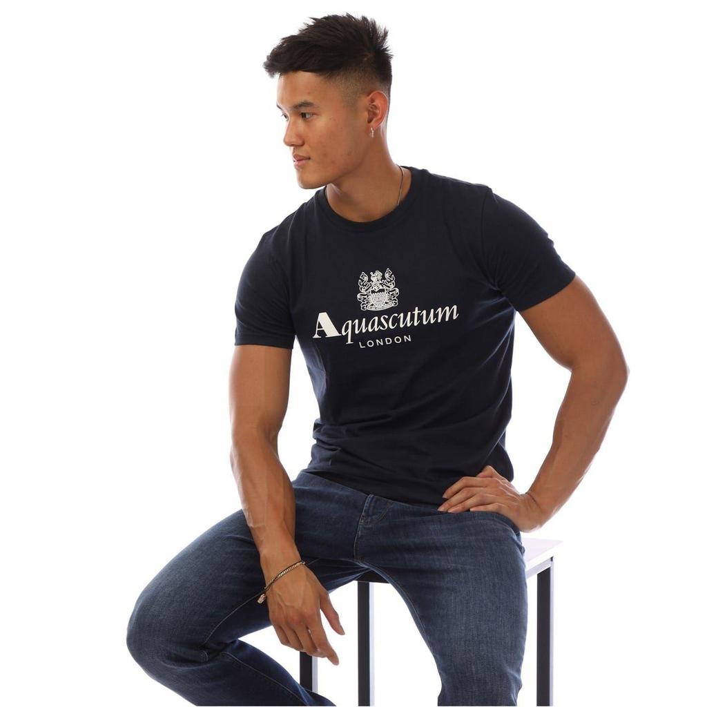 Aquascutum Mens Logo Crew Neck Regular T-Shirt
