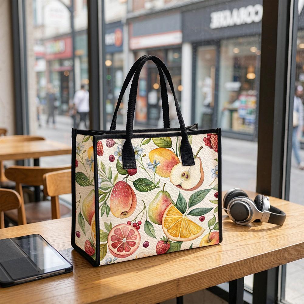 Vintage Fruit Pattern Portable Casual Tote Fashion Outdoor Daily Handbag