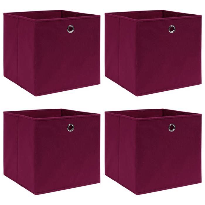 VidaXL Storage Boxes 4 Pcs Dark Red 32x32x32 Cm Fabric