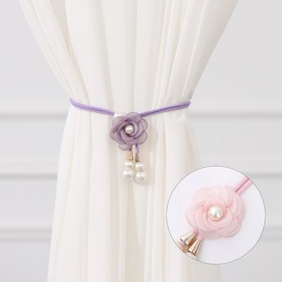 2Pcs Adjustable Pearl Flower Curtain Tieback Punch-free Curtains Tie Rope  Home Decoration
