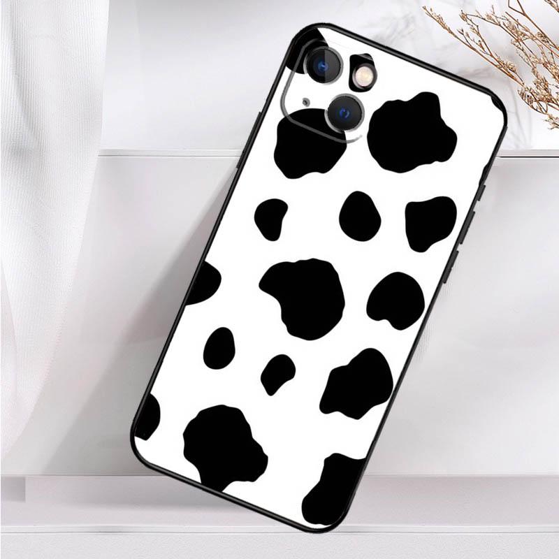 White Black Cow Print Shockproof Case For iPhone 17 15 16 Pro Max 11 14 Plus 12 13 Mini 16e 17 Air Phone Cover
