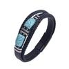 Men's Double Layer Leather Bracelet with Tiger Eye Stones