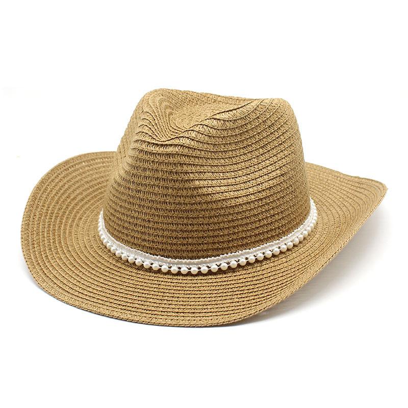 Western Cowboy Straw Hat Couple Outdoor Seaside Beach Hat Sunscreen Visor Hat Big Eaves Hat