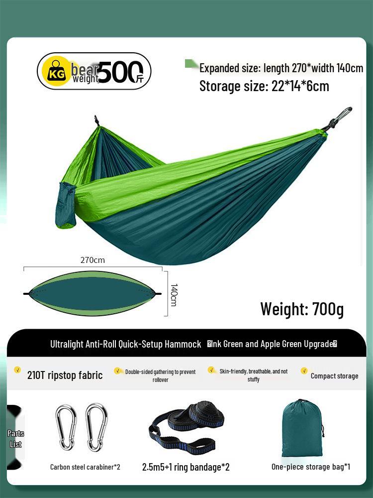 Portable Nisi Fabric Anti-Rollover Hammock for Camping and Travel