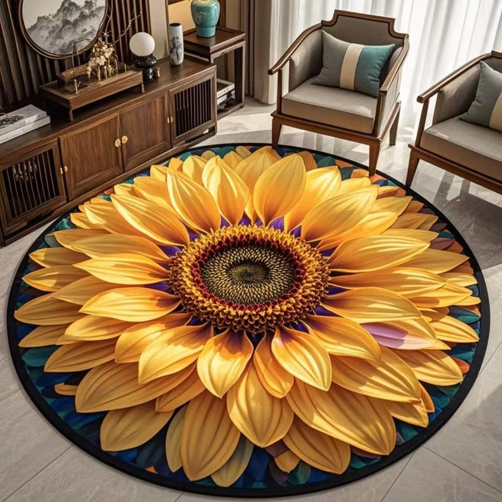 3D Flower Crystal Velvet Floor Mat, Living Room Coffee Table Foot Mat, Cloakroom Premium Sense Floor Mat, Non-Slip And Cool Mat
