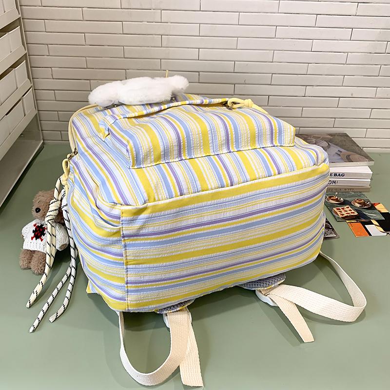 Student School Bag Women's Striped Print Backpack Large Capacity Backpack