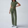 round Neck Neck T-shirt Casual Pants Set Pure Color Crew Neck T-shirt Casual Pants Suit