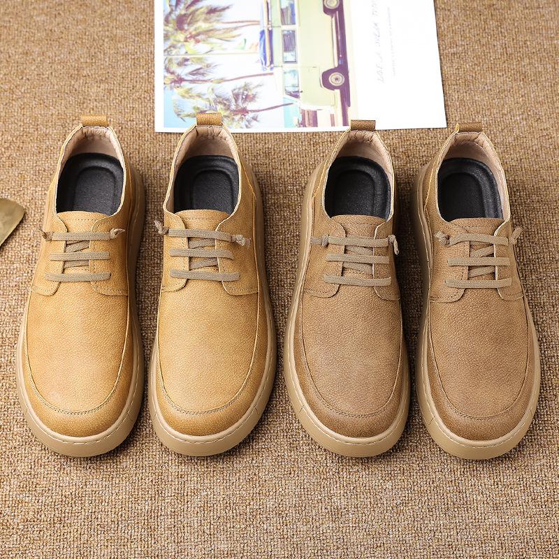 Shoes for Men Leather Casual Shoes Retro Designer Flat Skateboard Shoes Fashion Lace-up Sneakers