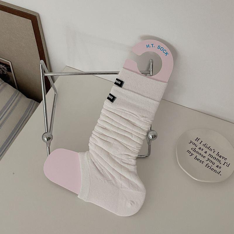 Miu Style Slouch Socks: Summer Thin Fabric Ballet Half-Leg Warmers with Heel for Slippers