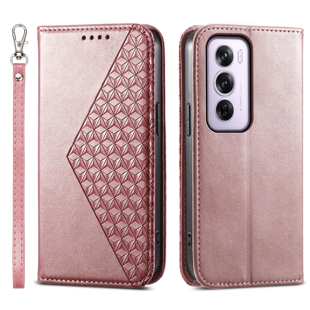 Für Oppo Reno12 Pro 5G (Global) Ständerhülle Kalbslederstruktur PU-Leder Brieftasche Handyhülle