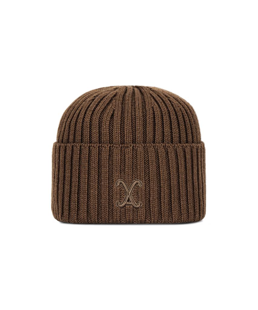 Bajal Va Curved Logo Washed Beanie Brown