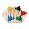 Chinese Checkers Board Game Set 6 Color Pegs Eductaional Wooden Game Board for Adults Kids Logic Training