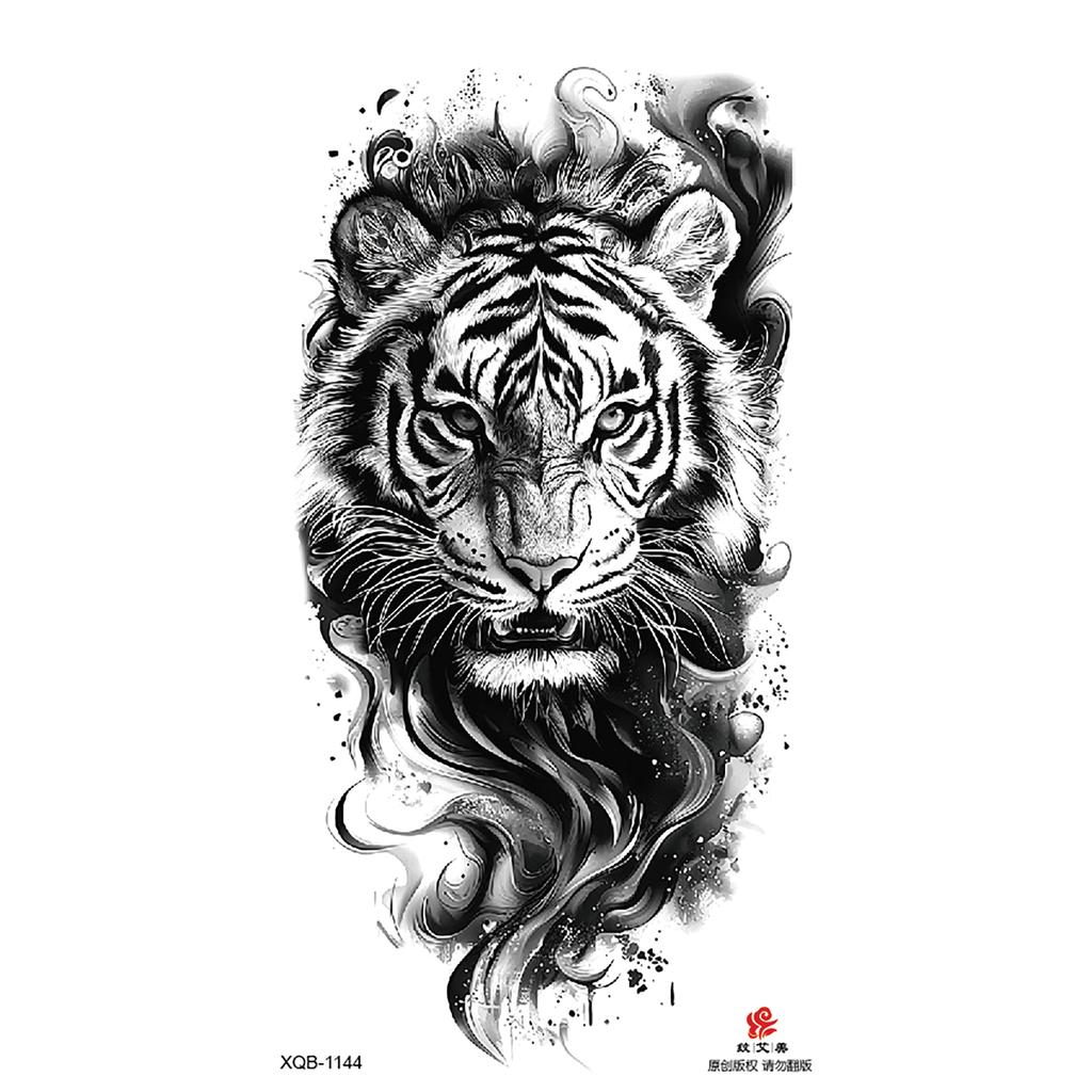 2026 Nuovo Tatuaggio Temporaneo Impermeabile Adesivo Fuoco Foresta Leone Lupo Tigre Flash Tatuaggi Uomo Corona Corpo Braccio Finto Tatuaggio