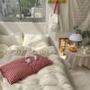 Home Textile Winter Warm Lambswool Duvet Cover Bed Sheets and Pillowcases 4pcs Set Thick Coral Velvet Thin Comforter Bedding Set