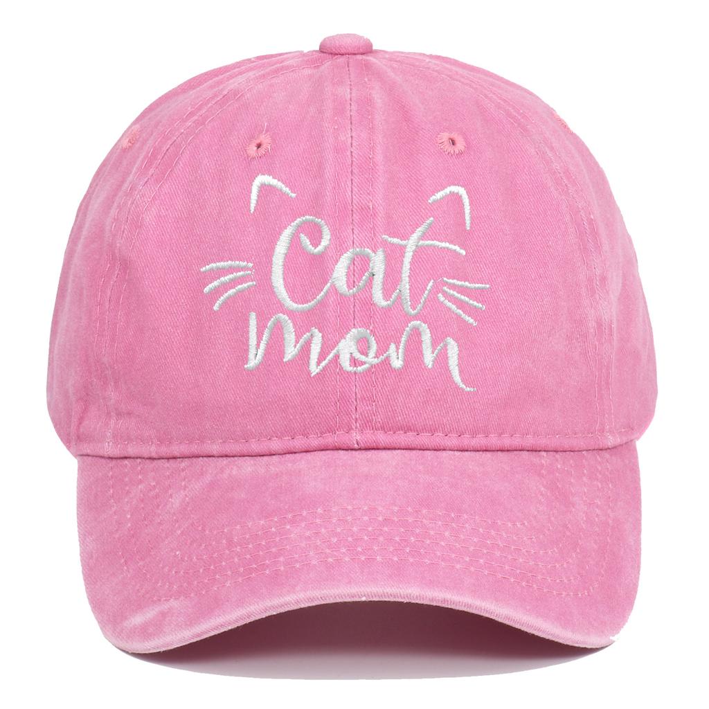 Katzen Mama Vintage Gewaschene Baseballkappe, Niedliche Katzenmotiv Verstellbare Dad Hat, Lässiger Sonnenhut für Katzenliebhaber Frauen Männer