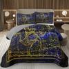Zodiac Constellation Bedspread Queen/King/Twin Boho Exotic Coverlet Galaxy Star Quilted Bedding Set for Girls Women Room Decor