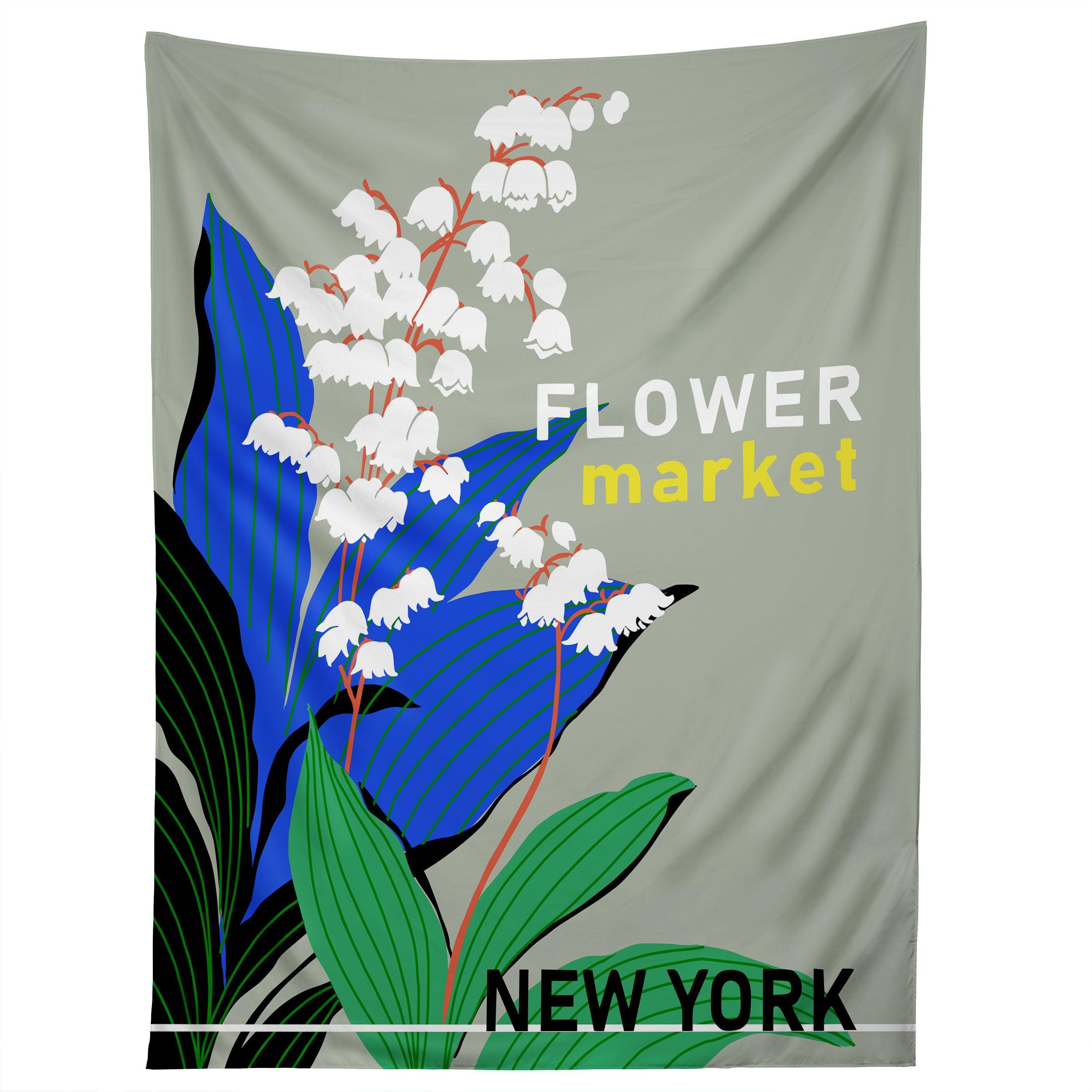 FLOWER MARKET NEW YORK tapestry 75x100