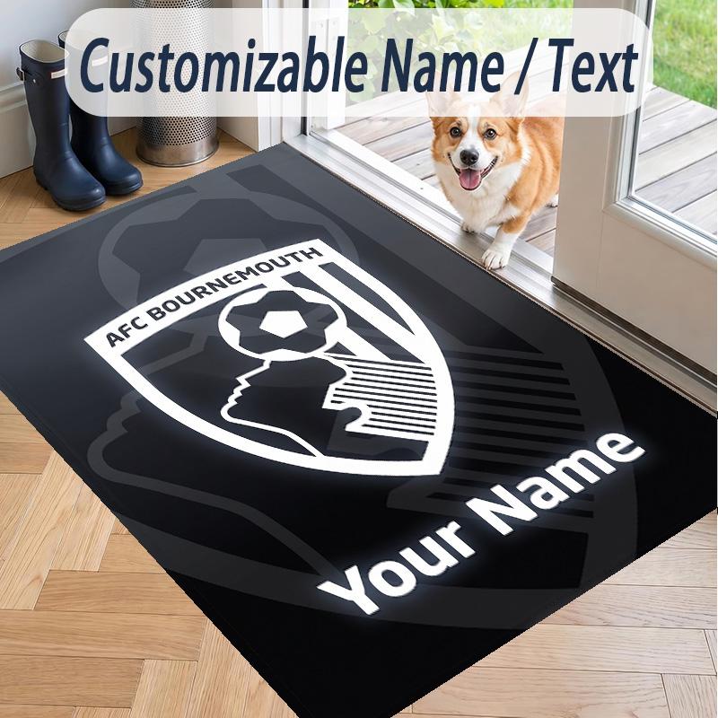 Custom Text Printed Rug Bournemouth Football Non Slip Floor Carpet For Home Room Decor