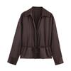 1116 Summer European and American Women's Clothing Drawstring Waist Satin Shirt Women's Premium Sense Skinny Temperament Commuter Long Sleeve Top