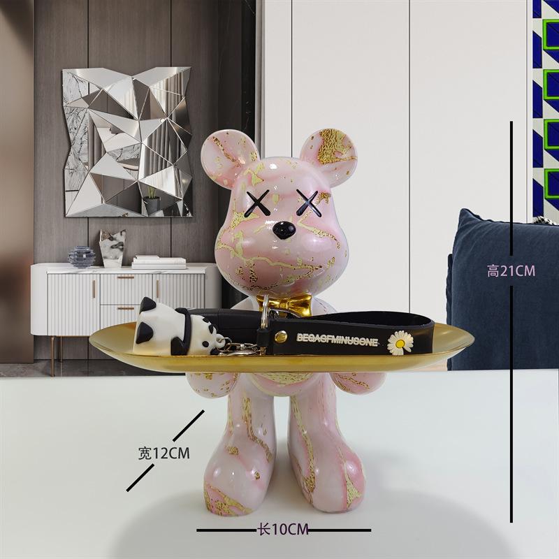 [2025 New] Cartoon Bear Tray Decor - Luxury Entryway Key Organizer, Multi-Function Resin Catchall for Living Room