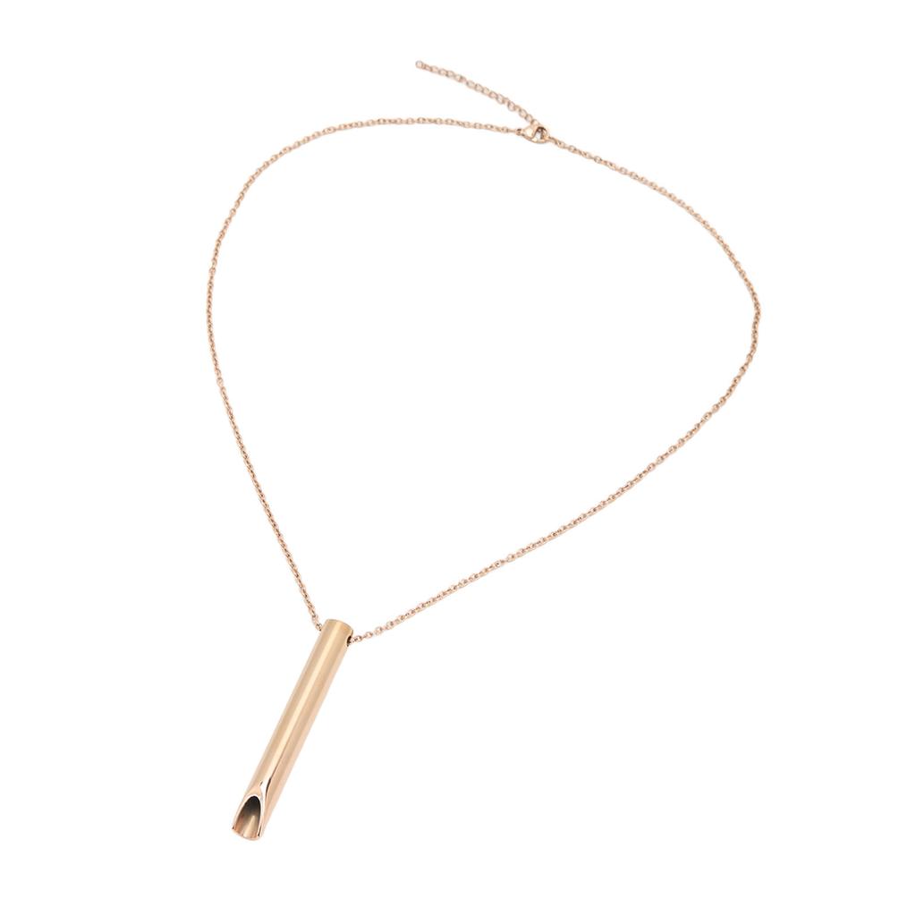 Anxiety Breathing Necklace for Meditation Stress Relief Stainless Steel 6cm Pendant Calming Mindful Necklace Rose Gold