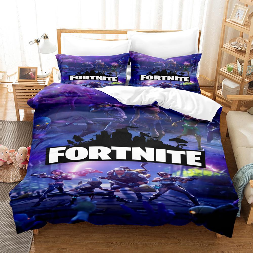 Cartoon Game Mini World Fortnite Quilt Set Three-Piece Digital Printing Three-Piece Set