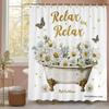 Flower Butterfly In the Bathtub Shower Curtain, Bathroom Decorative Shower Curtain, Waterproof Shower Curtain with Hooks