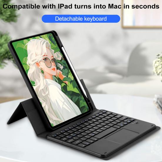 Tablet Bluetooth-compatible Keyboard with Protective Case Colorful Backlit Design Detachable Keyboard Cover Protector