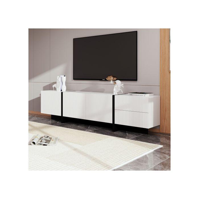 Armoire TV - MUVOE - 190 Cm - 3 Portes - 2 Tiroirs - MDF Et PB