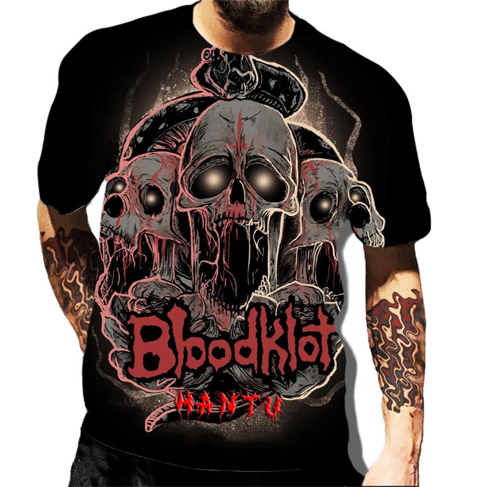 Fashion Skull 3D Printing Men's T-Shirts Gothic Vintage Harajuku Oversized Short Sleeve Street Punk Style O-neck Tees Trend Tops