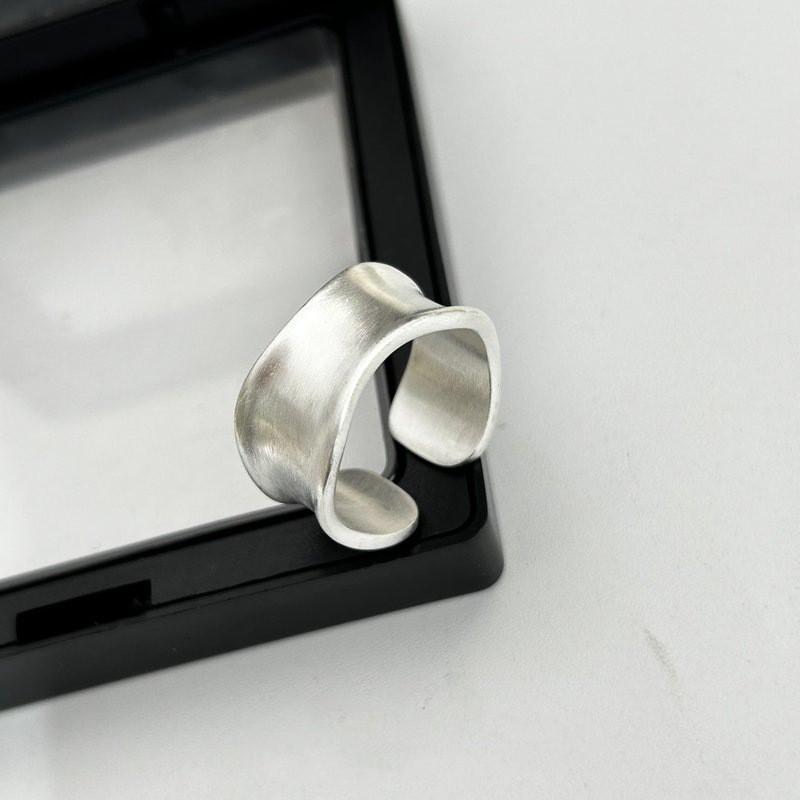 Matte Irregular Concave Wide Band Adjustable Ring Women Men Minimalist Modern Geometric Open Finger