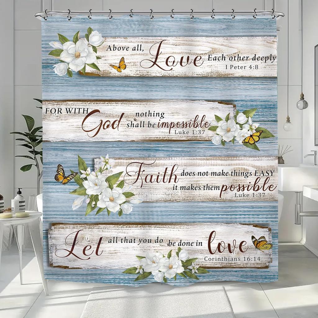 Vintage Flower Floral Bathroom Shower Curtain Retro Crane Chinese Botanical Art Polyester Fabric 12 Plastic Hooks Waterproof