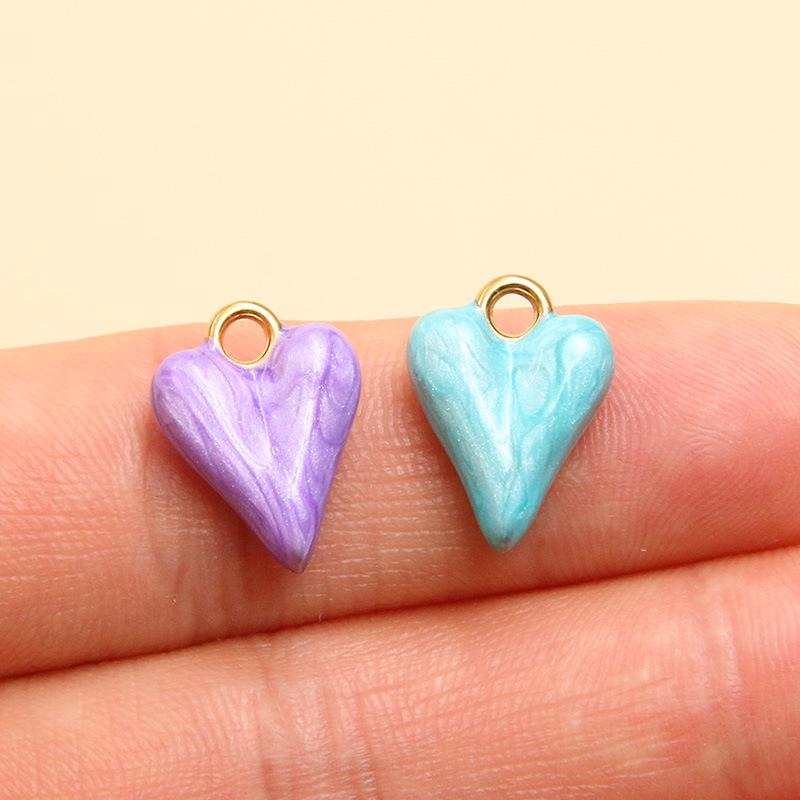 6 Color 12x16mm Stainless Steel Enamel Heart Pendant for DIY Jewelry - Handmade & Colorfast