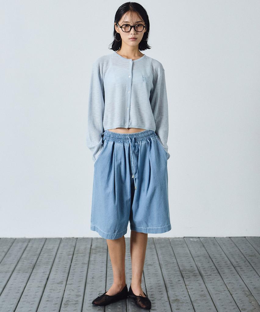Nigaennikol Washed Banding Burmuda Denim Pants_Sky Blue