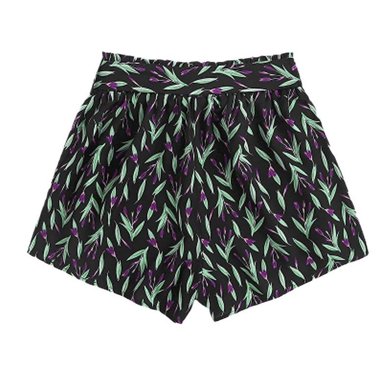 Summer Fashion Casual Wide Leg Shorts Women with Belt Vintage Printed Holiday Beach Shorts Woman High Waist Simple Office Lady Short Pants 24328