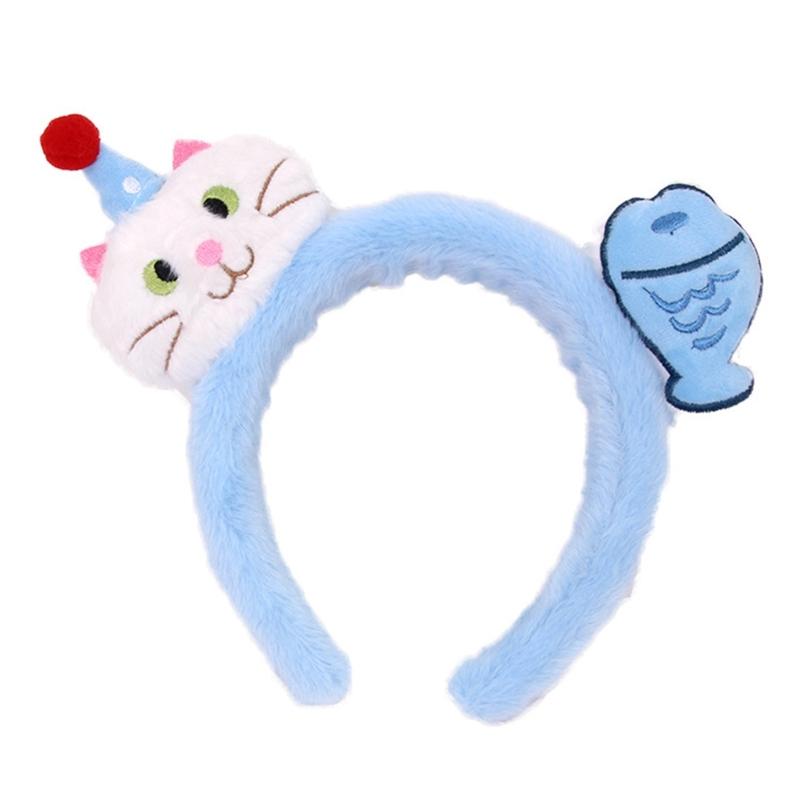 

Adorable Cartoon Cats And Fish Design Fashion Soft Elastic Hairband For Kids Girls Boys Daily Wear Party Accessory 1 небесно-голубой