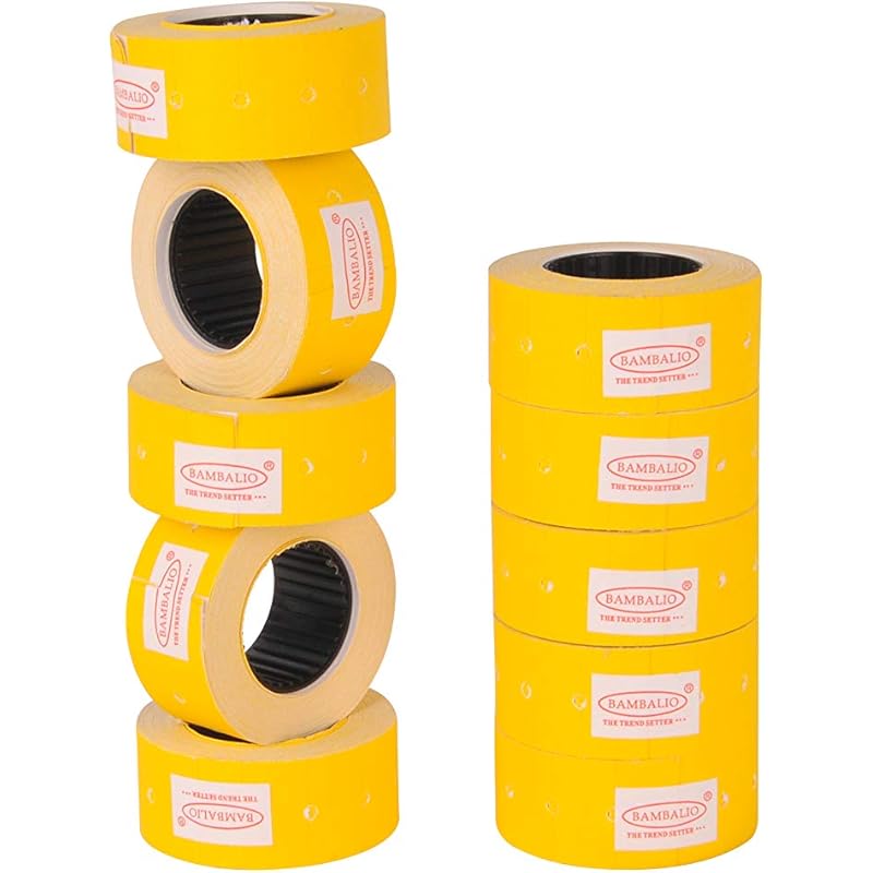 Bambalio Price Label Roll 10 Rolls X 600 Labels Compatible With All Single Line Labeling Machines (Yellow) жёлтый