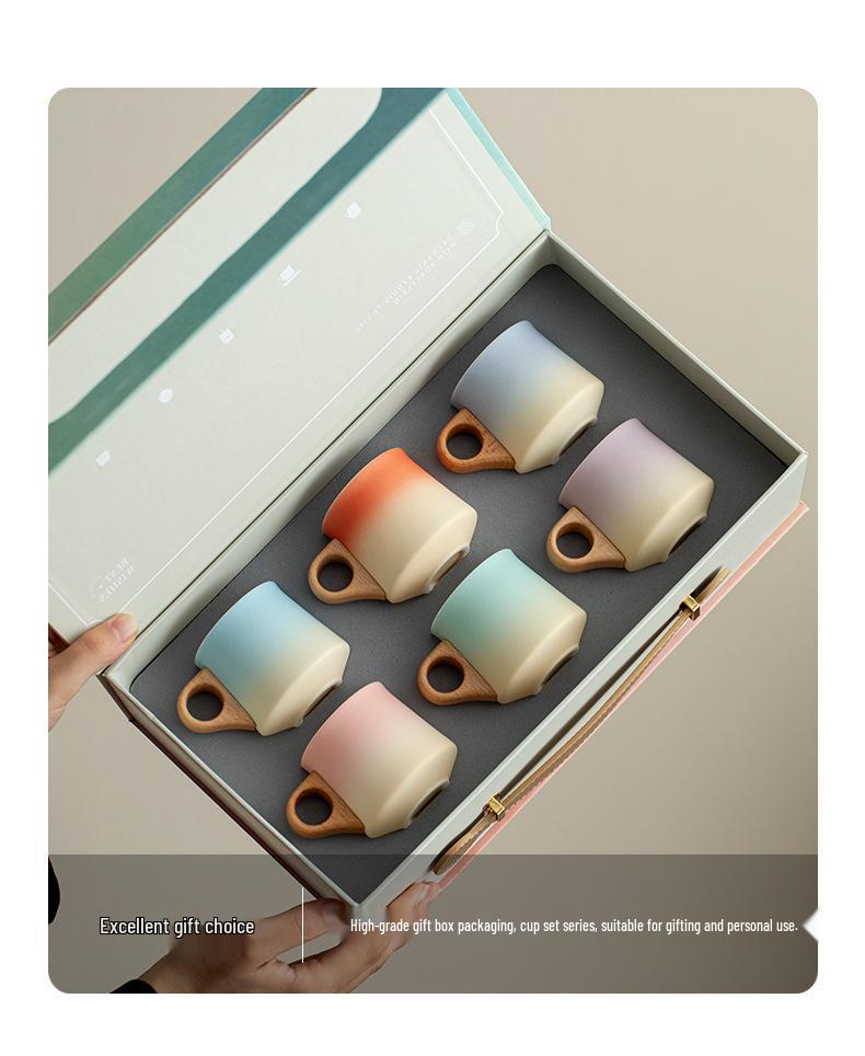 Exquisite Gradient Ceramic Tea & Coffee Cup Set - Perfect for Office or Event Souvenirs, Customizable with Logo.